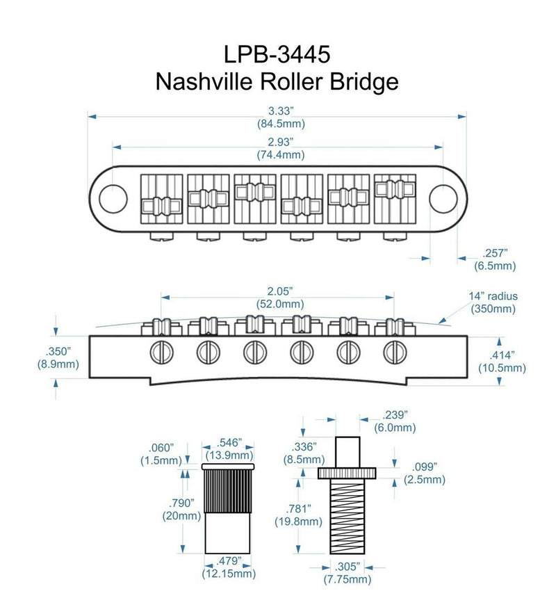 Roller Saddle Tune-O-Matic Bridge for Epiphone Les Paul SG Guitar w/ m8 threaded posts Chrome
