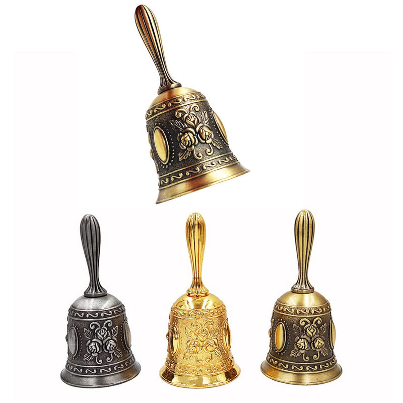 Hourwof Hand Bell,Metal Dinner Bell Decorative Wedding Bells Service Bell Call Bell Christmas Bell,Bronze Broze