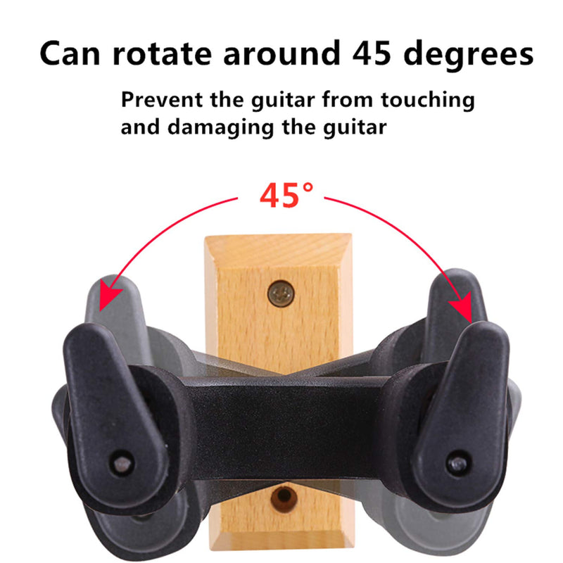 Miwayer Guitar Wall Mount,Auto Lock Guitar Wall Hanger Wooden Base Safe Against Vibration For Acoustic, Electric, Classical, Bass 1 pac