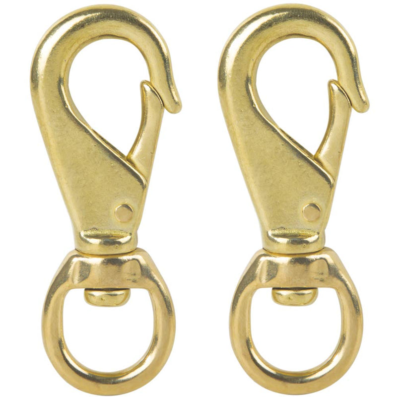AOWESM 3-1/4" Brass Snap Hook 3/4" Swivel Eye - Solid Brass Clips #1 - Bags, Belting, Leashes, Straps, Luggage, Leathercarft (Pack of 2)