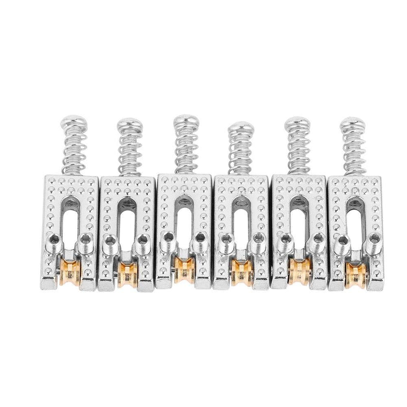 Dilwe Saddle for Electric Guitar, 6 Roller Bridge Saddles for Fender Strat Tele Electric Guitar 4 colors(Silver)