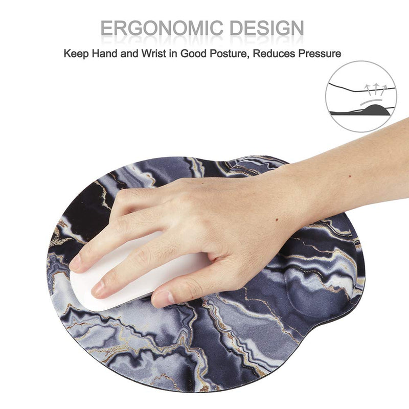 HAOCOO Ergonomic Mouse Pad with Gel Wrist Rest Support, Non-Slip Rubber Backing Mouse Pad Wrist Rest, Easy-Typing and Pain Relief fo r Home Office Computer Laptop (Black& Gray Marble) Black& Gray Marble