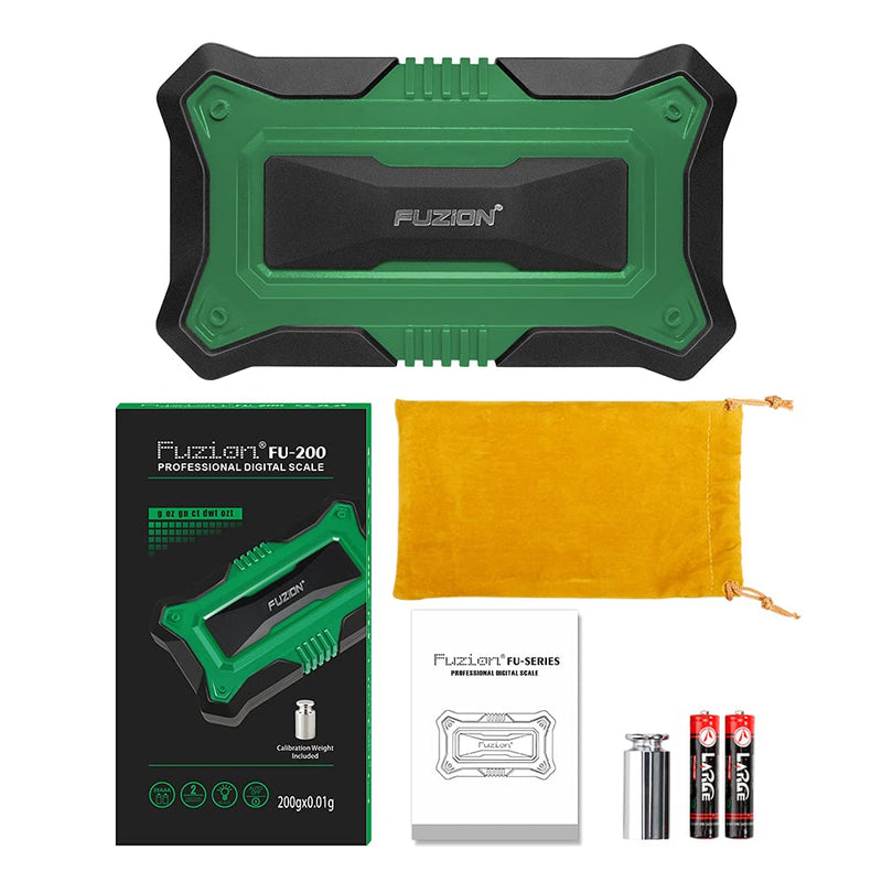Fuzion Digital Pocket Scale, 200g x 0.01g Jewelry Gram Scale, 6 Units Conversion, LCD Back-Lit Display, Use for Jewelry/Medicine/Food/Powder/Herb(Battery Included) Green