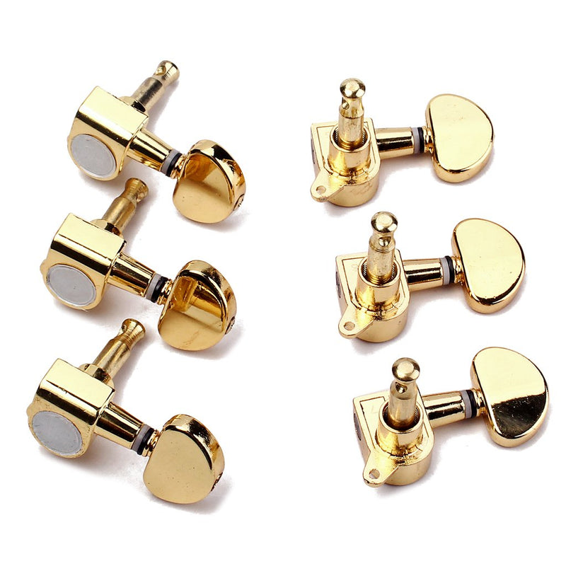 Alnicov Guitar String Tuning Pegs 3L3R Machine Heads Knobs Tuners Machine Head Set For Electric Or Acoustic Guitar, Gold