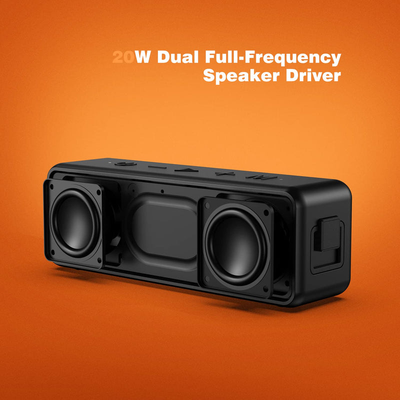 [AUSTRALIA] - Raymate Bluetooth Speakers, 20W IPX7 Waterproof Speaker Wireless Bluetooth-V5.0, HiFi Stereo Sound, 1000mins Playtime, Portable Speaker for Home, Outdoor, Party 1PCS-Black 
