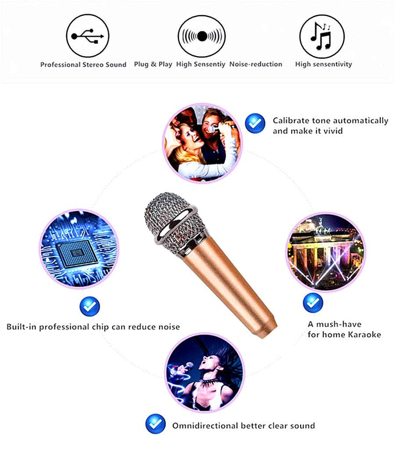 [AUSTRALIA] - Mini Microphone,Omnidirectional Mic for Voice Recording,Chatting and Singing on iPhone,Android (Rose Gold) Rose gold 