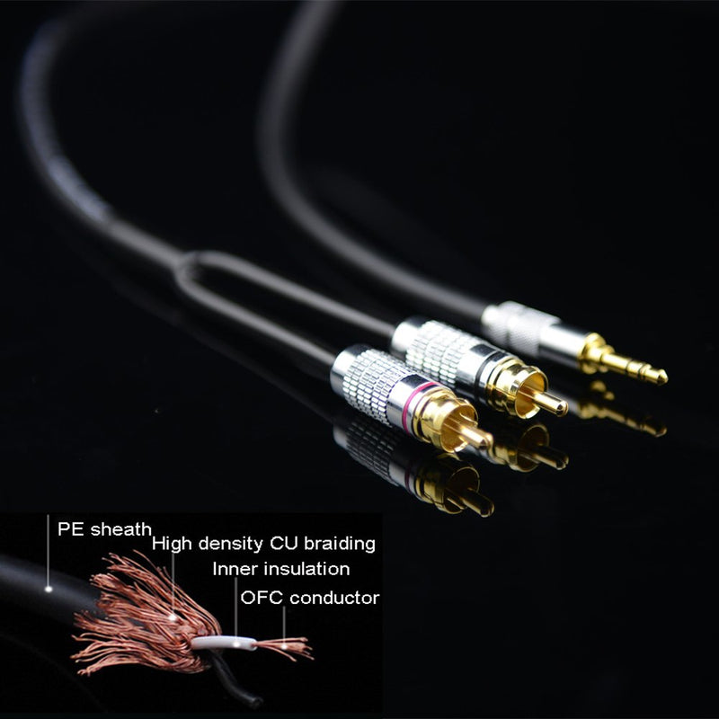 Primeda Audiophile Audio Cable Stereo 3.5mm Male to 2 RCA Male Hi Fi for MP3,CD,IPAD iPod Speakers,Home Theater,HDTV (Straight 3.5mm (3 Feet)) Straight 3.5mm (3 Feet)