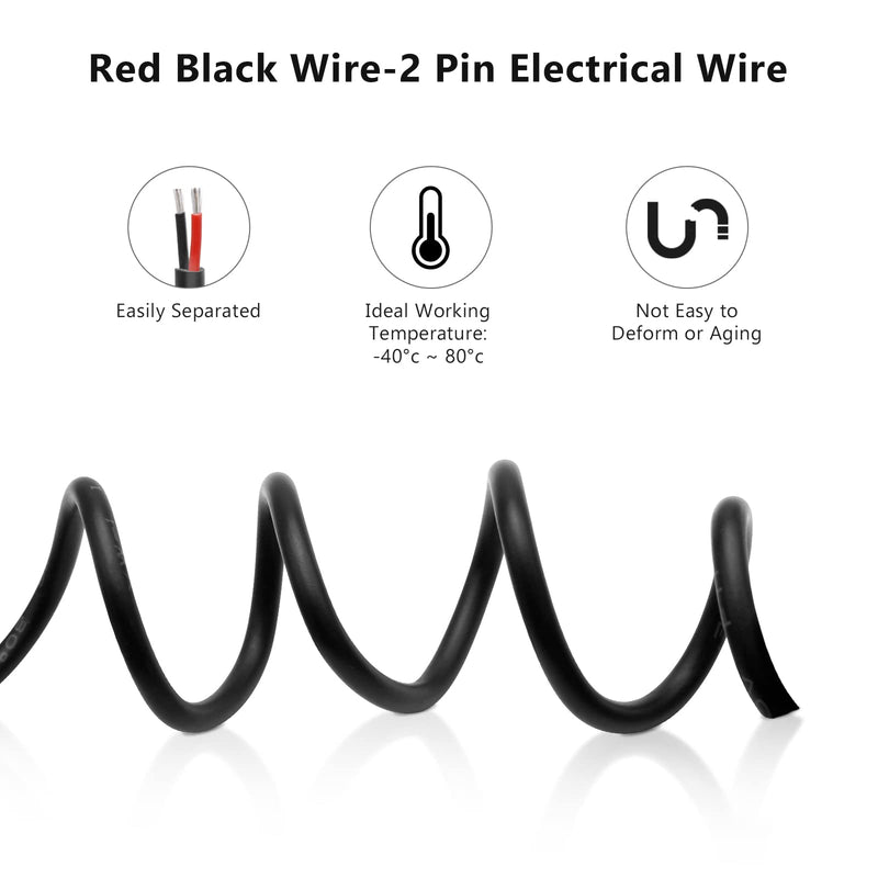 82FT 22AWG 2 Conductor Electrical Wire, 22 Guage Low Voltage Landscape Wire, PVC Red Black 12V/24V DC Hook Up Cable, Flexible Cord for LED Lighting Strips Automotive Garden Bell Speaker 82FT