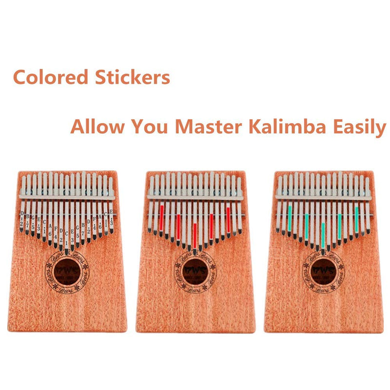 Kalimba 17 Keys Thumb Piano With Finger Pianos Bag Tuning Hammer Study Instruction Book (Mahogany) Mahogany