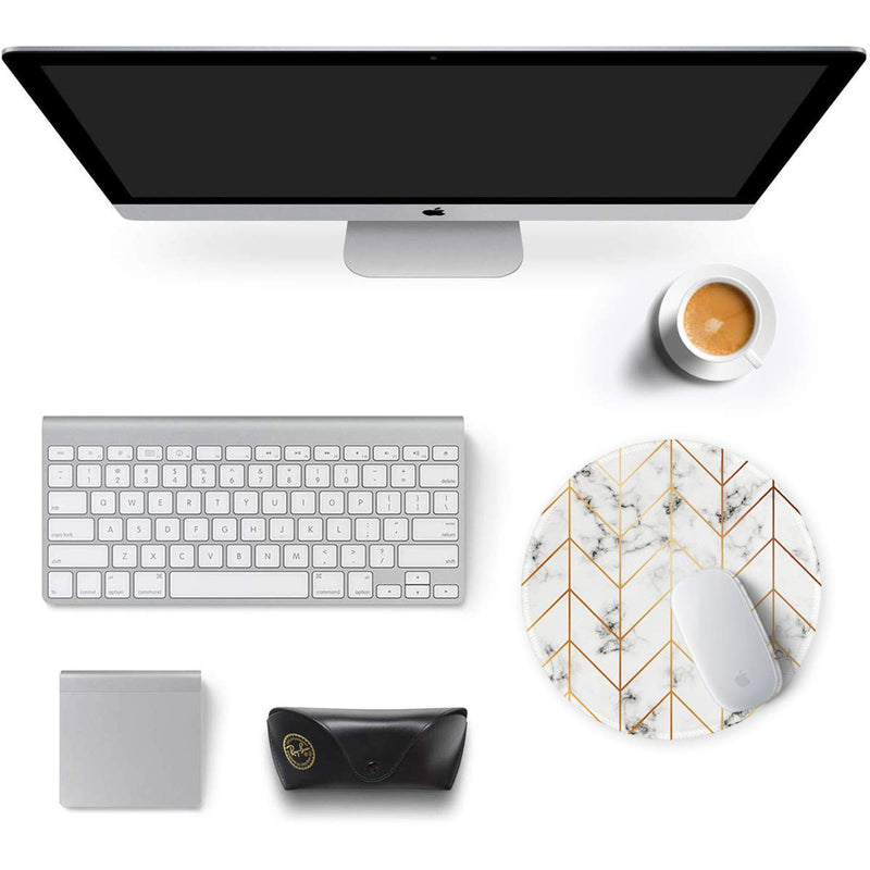 Auhoahsil Mouse Pad, Round Marble Theme Anti-Slip Rubber Mousepad with Durable Stitched Edges for Gaming Office Laptop Computer PC Men Women Kids, Cute Custom Design, 8.7 x 8.7 in, Striped Marble Vintage Marble