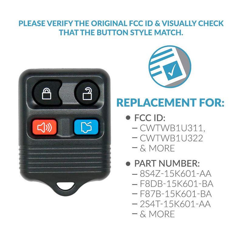 Keyless2Go Replacement for Keyless Entry Remote Car Key Fob Vehicles That Use CWTWB1U331, Self-Programming - 2 Pack