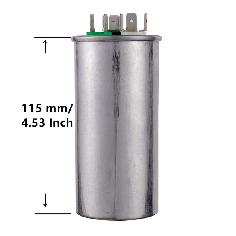 BOJACK 60+7.5 uF 60/7.5 MFD ±6% 370/440 V AC CBB65 Dual Run Circular Start Capacitor for AC Motor Run or Fan Start or Condenser Straight Cool or Heat Pump Air Conditioner