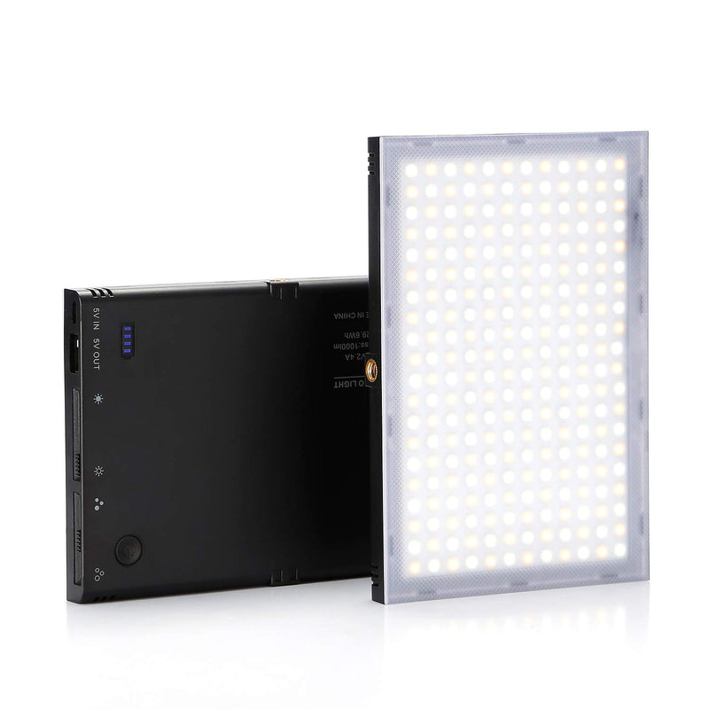LUXCEO CRI95+ Super Slim LED Light Panel 1000LM LED Camera Video Light Built-in Rechargeable 4000mAh Battery, Stepless Dimming, 3000k-6000k, for All DSLR Cameras(Power Bank)
