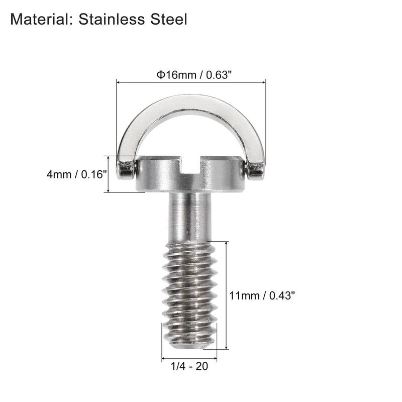 uxcell D Shaft D-Ring 1/4" Mounting Screw Adapter 0.43" Thread Length for Camera Tripod Stainless Steel