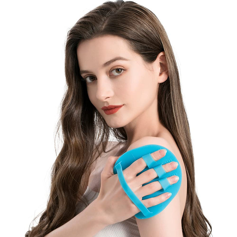 1 Pack Pure Silicone Food-grade Body Brush Shower Cleansing Scrubber Gentle Exfoliating Glove Soft Bristles (Blue) #1 Blue