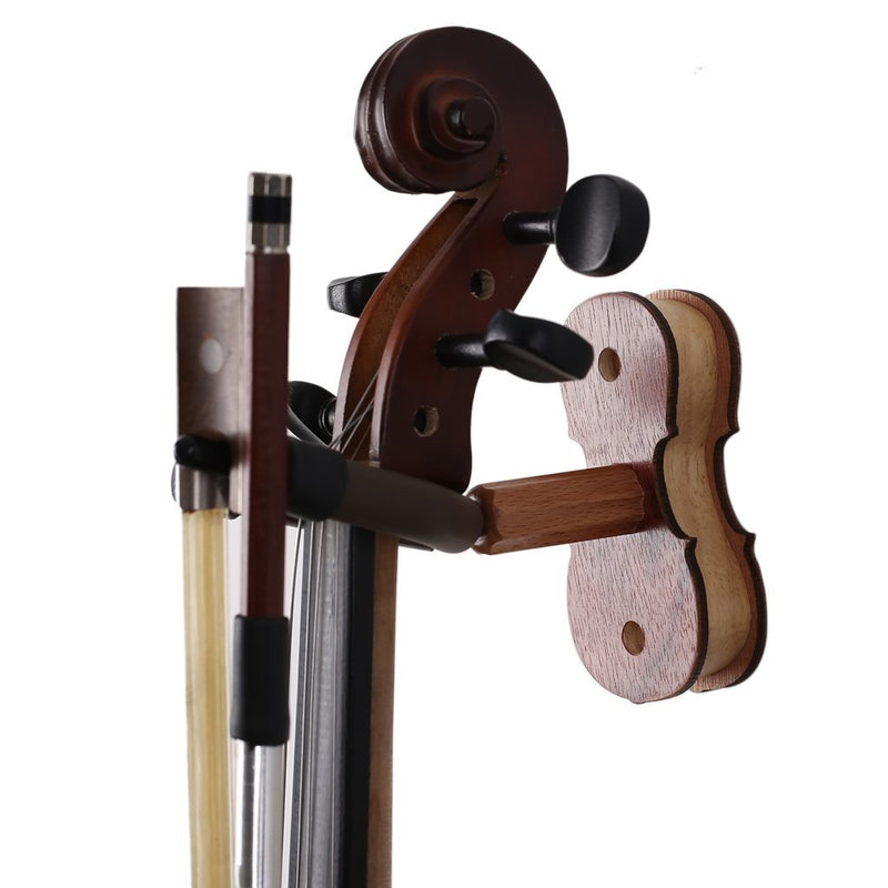 Moreyes Violin Hanger Wall Mount - Wood Bow Hanger with One Violin Keychain Packed (Rosewood color)