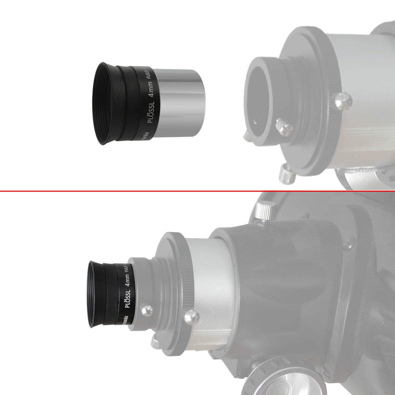 Astromania 1.25" 4mm Plossl Telescope Eyepiece - 4-Element Plossl Design - Threaded for Standard 1.25inch Astronomy Filters