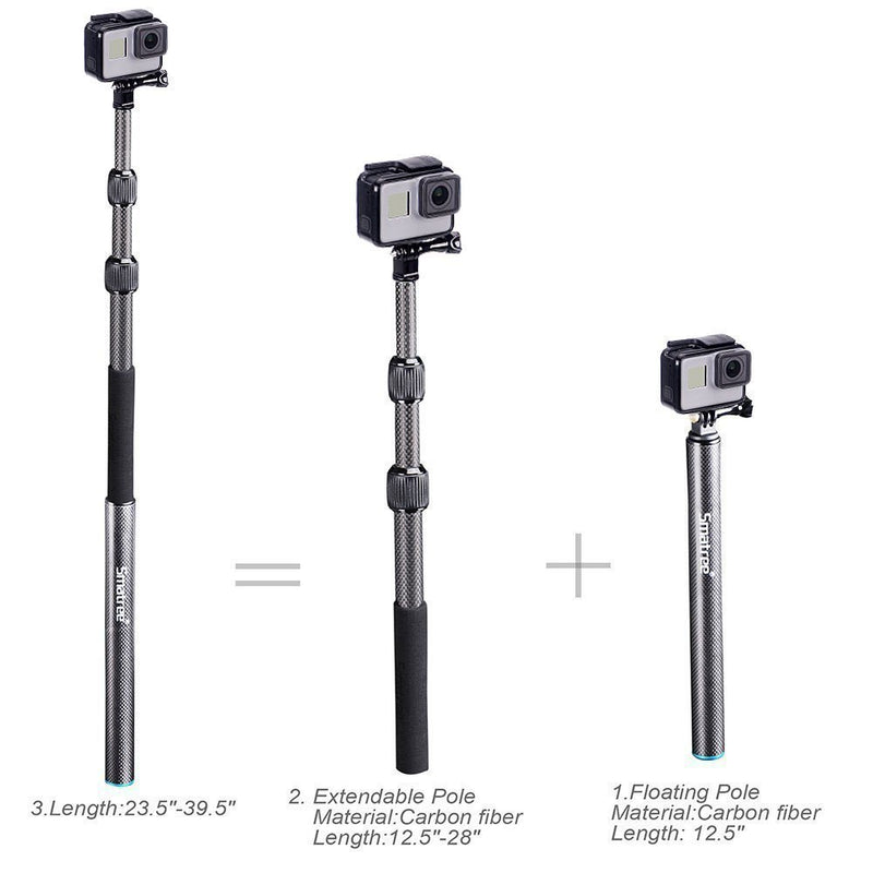 Smatree S3C Carbon Fiber Detachable Extendable Floating Pole with Tripod Stand Compatible for GoPro MAX/GoPro Hero Fusion/9/8/7/6/5/4/3 Plus/3/GoPro Hero 2018/DJI OSMO Action Camera