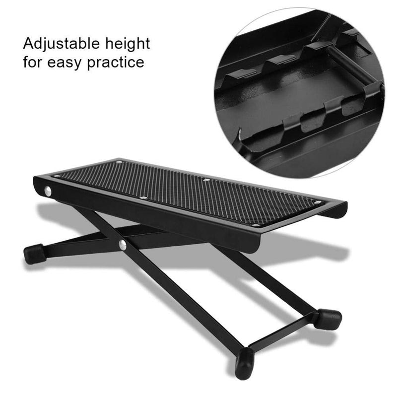 Guitar Foot Stool 4 Adjustable Height Levels Foot Rest Stool Anti-Slip Metal Guitar Pedal for Comfortable and Solid Support