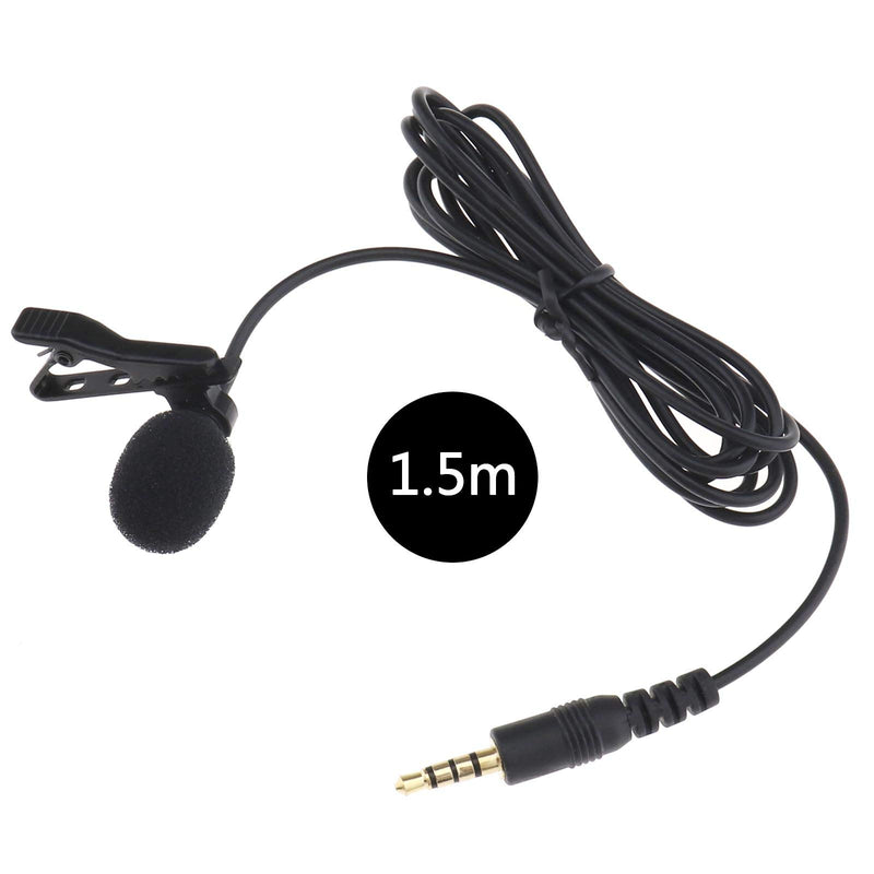 Clip on Microphone, Lavalier Lapel Omnidirectional Microphone Kit Professional Mini Smartphones Clip On Microphone Noise Cancelling Mic for Blogger Voice Podcast Interview Video