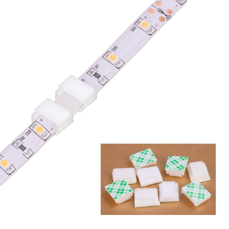 [AUSTRALIA] - 120 PCS Light Strip Mounting Clips White Self Adhesive Led Light Fasteners Mounting Holder Cable Clamp Organizer for 10mm Light Strip 