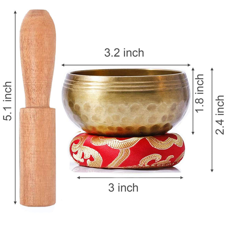 MSDance Tibetan Singing Bowl Set — Meditation Sound Bowl Handcrafted in Nepal for Healing and Mindfulness Yoga Relaxation Natural treatment