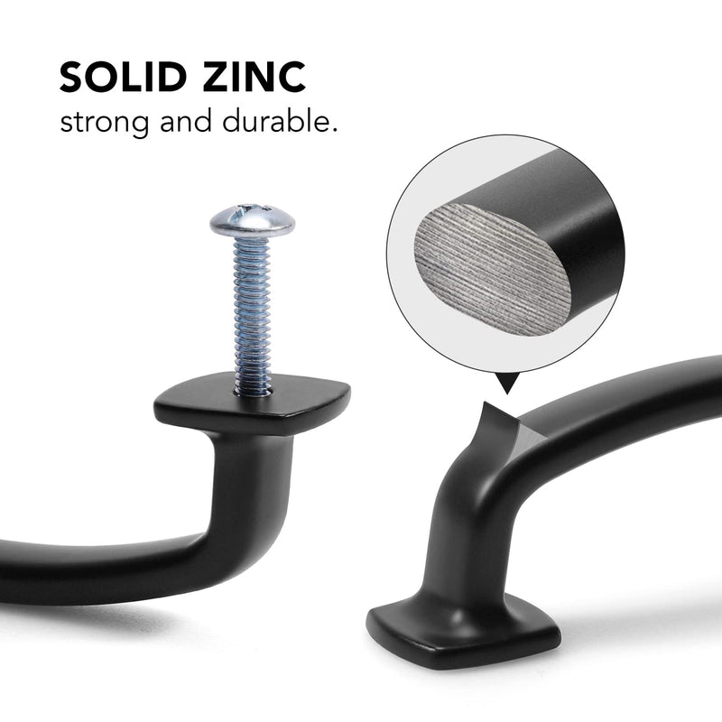 [AUSTRALIA] - Ravinte Arch Cabinet Pulls Solid 10 Pack 3 Inch Matte Black Kitchen Cabinet Handles Flat Square Foot Curved Drawer Pulls Hardware for Kitchen Cabinet 3 inch hole center 