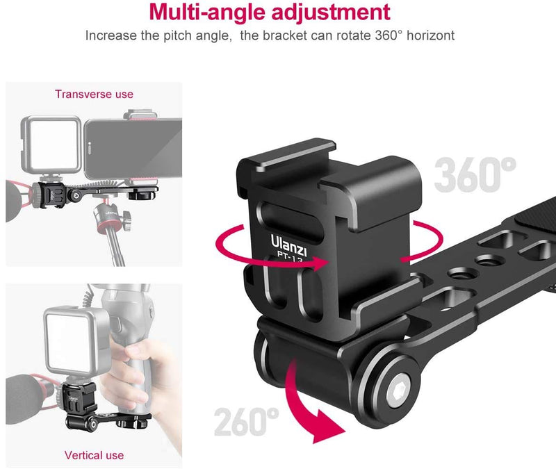 Ulanzi PT-13 Triple Cold Shoe Mount for Handheld Gimbals, Stabilizers, Smartphones and Cameras