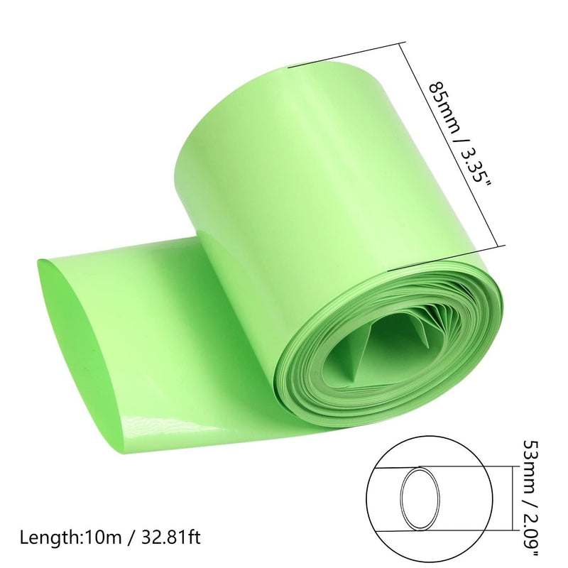 Bettomshin 1Pcs 3.35 inch Flat Width Battery Heat Shrink Tubing DIY Battery PVC Heat Shrink Wrap Tube 32.8 Ft Length Fruit Green for Four Section 18650 Battery Light Green 1