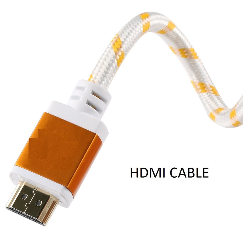 CableVantage HDMI Braided for PS4 HDMI Cable 18Gbps Premium Braided Cord -Gold Plated Connectors -Ethernet,Audio Return -Video HD 1080p,3D Playstation PC Computer Monitor White (15FT) 25FT