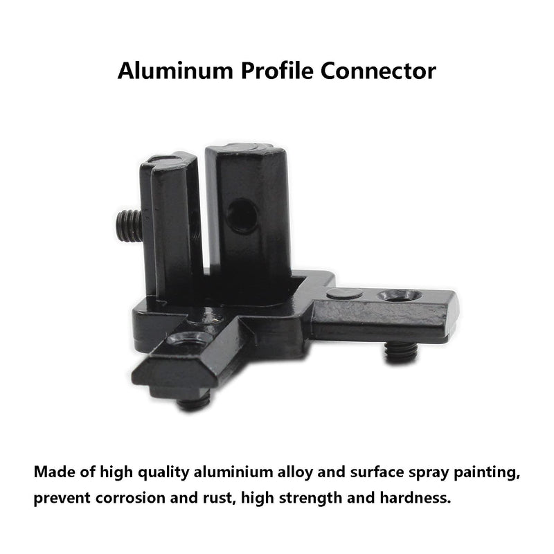 4PCS Black Aluminum Profile Connector, TTZEZE 20 Series 3-Way End Corner Bracket Solid Connector with M4 Screw for Standard 6mm T Slot Aluminium Alloy Extrusion Profile 3D Printer Parts,Thickness 5mm 2020 Series