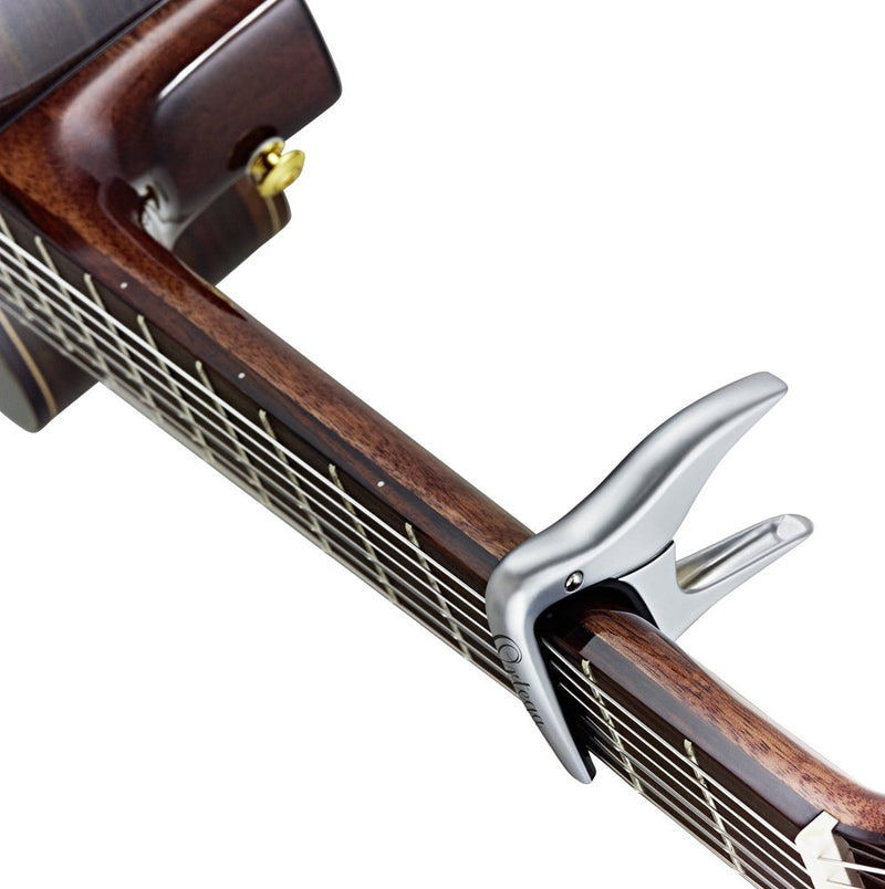 Ortega Guitars OCAPO-CR One Touch Adjustable Capo for Classical Flat Fret boards up to 52mm Nut Widths, Chrome