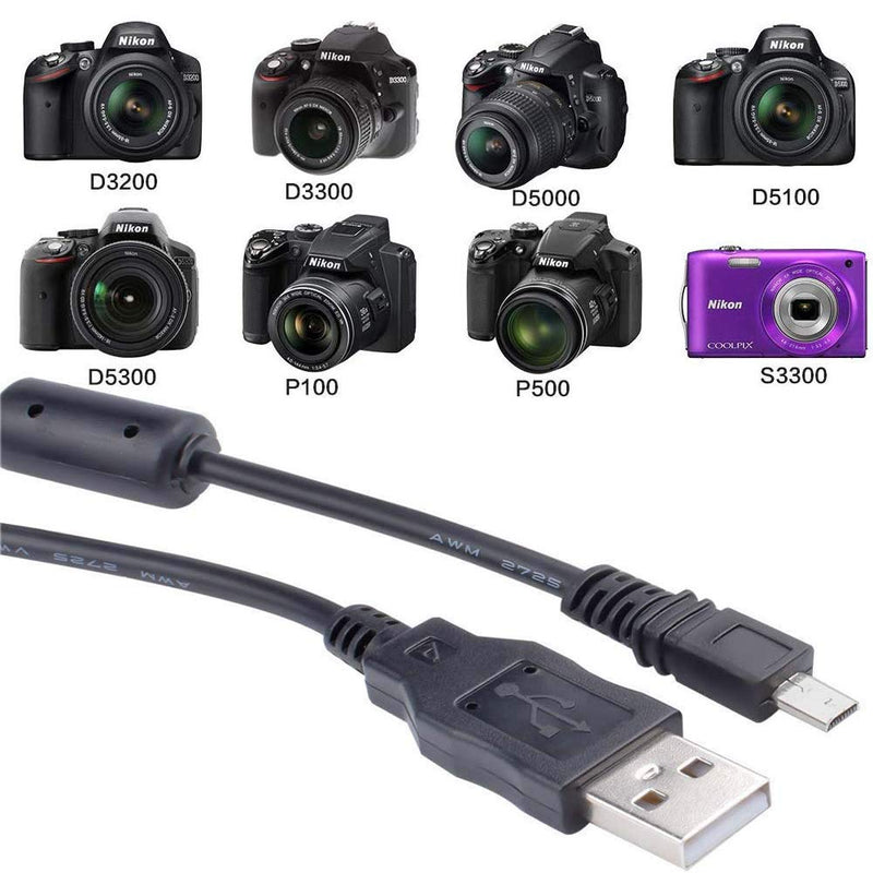 UC-E6 USB Date Cable Replacement Photo 8 Pin Transfer Cord Compatible for Nikon Digital Camera UC-E16 UC-E17 SLR DSLR D3300 D750 D7200 Coolpix L340 L32 A10 P520 S6000 S9200 S6300 and More (1.5m/Black) 1.5M