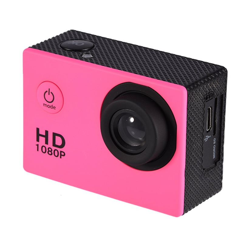 Action Camera 12MP Waterproof 30m Outdoor Sports Video DV Camera 1080P Full HD LCD Mini Camcorder with 900mAh Rechargeable Batteries and Mounting Accessories Kits(Pink) Pink
