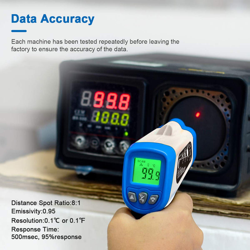 Digital Laser Infrared Thermometer AP-981A Non-Contact IR Thermometer Gun Temperature Gun -58℉~ 662℉(-50℃~350℃) with Backlight Data Hold for Swimming Cooking BBQ Automotive(NOT for Human) White