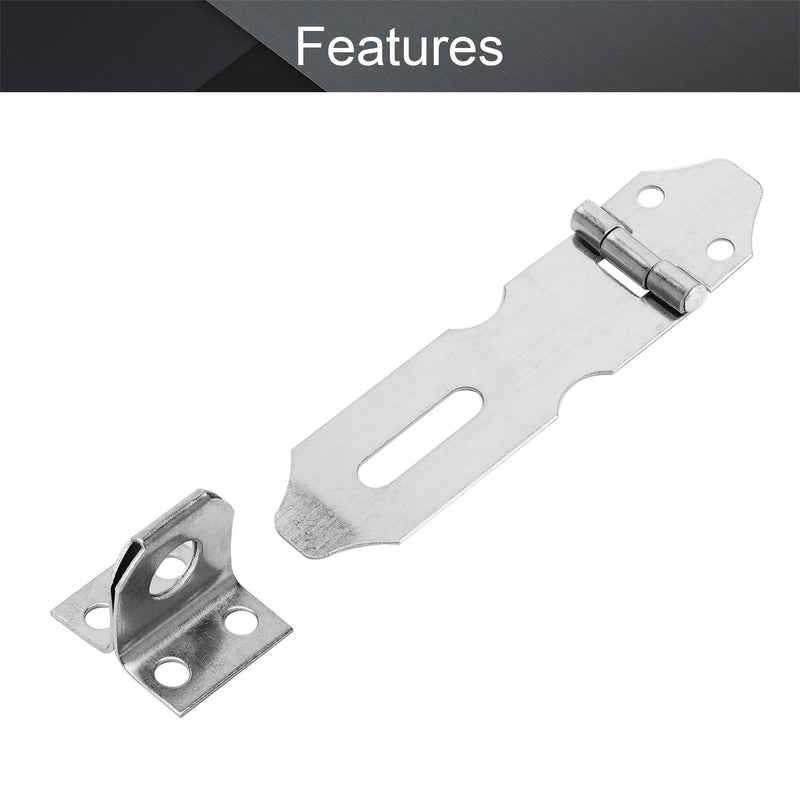 [AUSTRALIA] - MroMax Hasp Staple Padlock Latch,73.5mm Length,Stainless Steel Furniture Cupboard Door Stainless Steel Silver Tone 2Pcs 73.5mm 