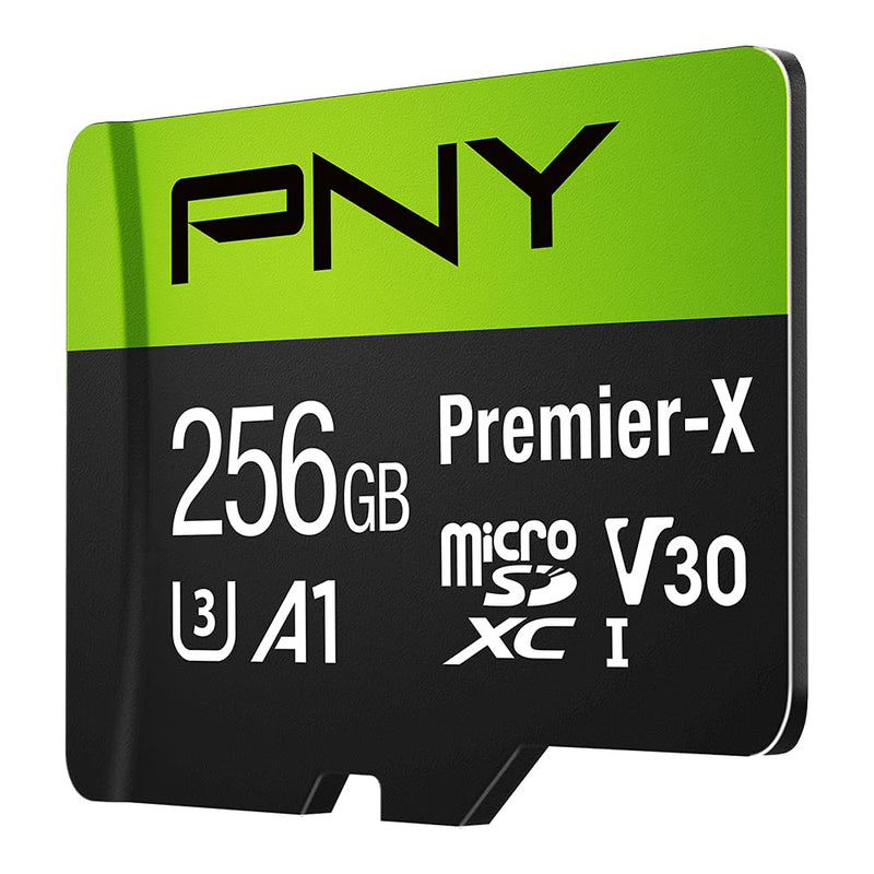 PNY 256GB Premier-X Class 10 U3 V30 microSDXC Flash Memory Card - 100MB/s, Class 10, U3, V30, A1, 4K UHD, Full HD, UHS-I, Micro SD