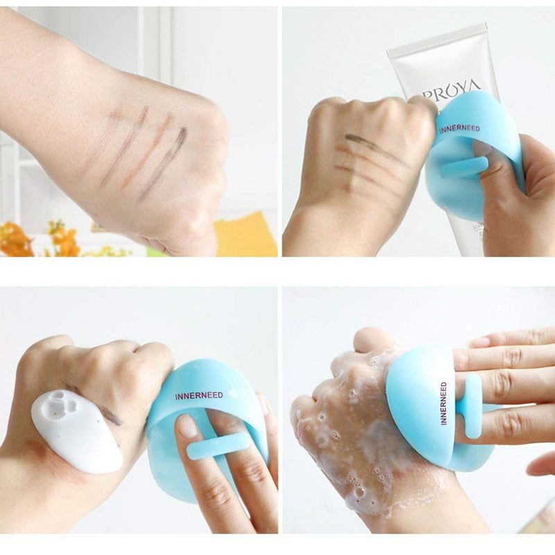 Super Soft Silicone Face Cleanser and Massager Brush Manual Facial Cleansing Brush Handheld Mat Scrubber For Sensitive, Delicate, Dry Skin (Pack of 4) 4 Mix Color