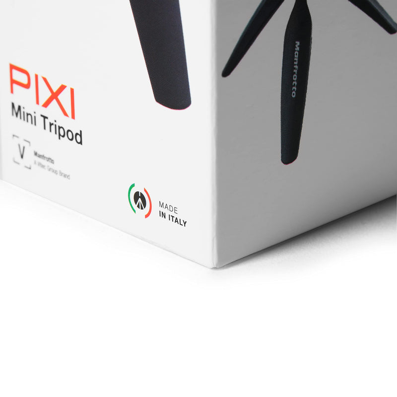 Manfrotto MTPIXIMII-B, PIXI Mini Tripod with Handgrip for Compact System Cameras, Made in Italy, for DSLR, Mirrorless, Video, Compact Size, Technopolymer and Aluminium, Black PIXI Mini Made in Italy