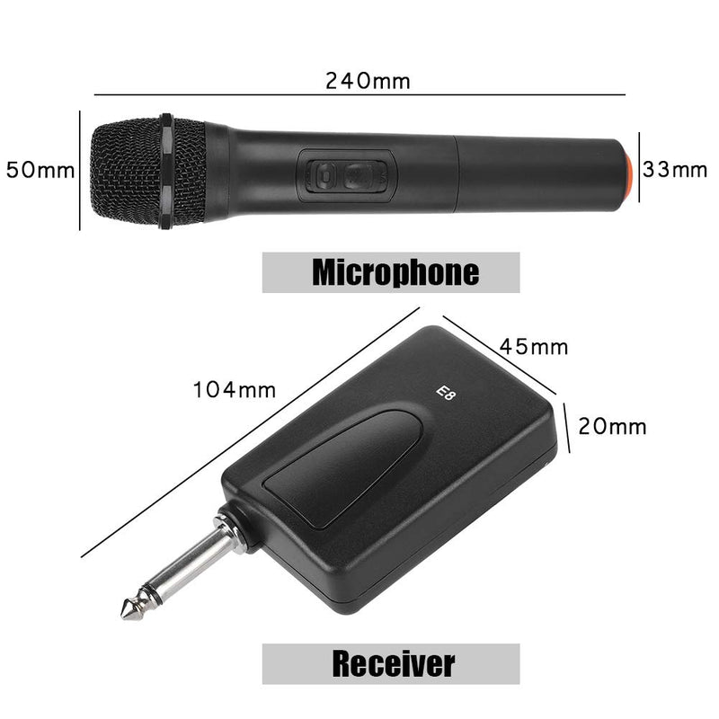 Wireless Microphone, VHF Microphone with Receiver 30-100m Range, Karaoke Handheld Microphone Powerful Sound Quality, for Party Conference Church Wedding