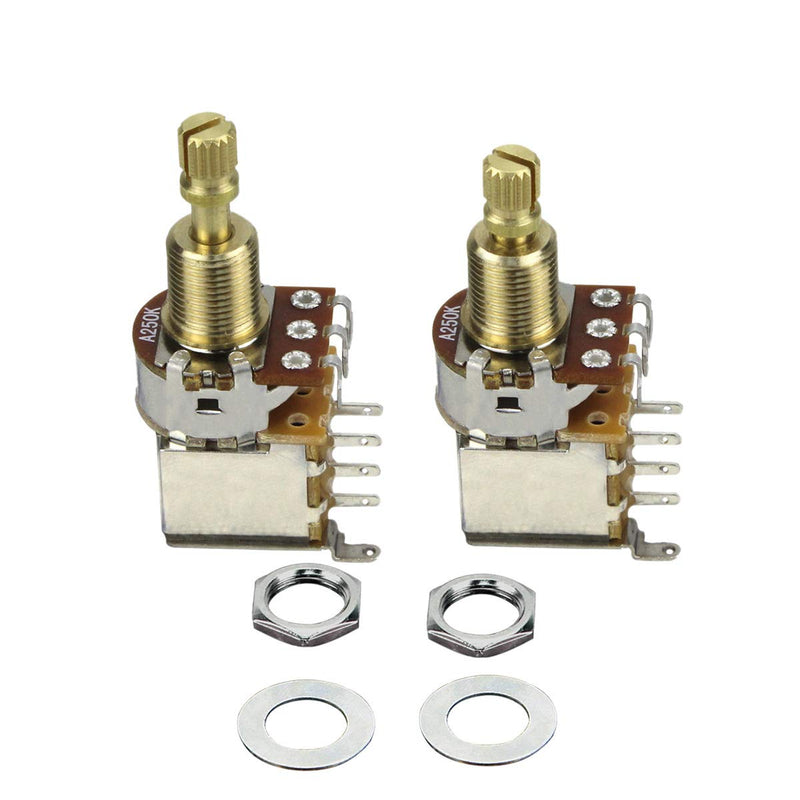 FLEOR 2pcs A250K Push Push Guitar Pots Audio Taper Potentiometers Long Copper Split Shaft Long Shaft