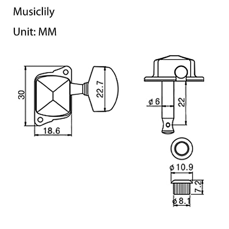 Musiclily Pro 3+3 Guitar Semi Closed Tuners Machine Heads Tuning Pegs Keys Set for Electric or Acoustic Guitar,Chrome Half Moon Button Chrome