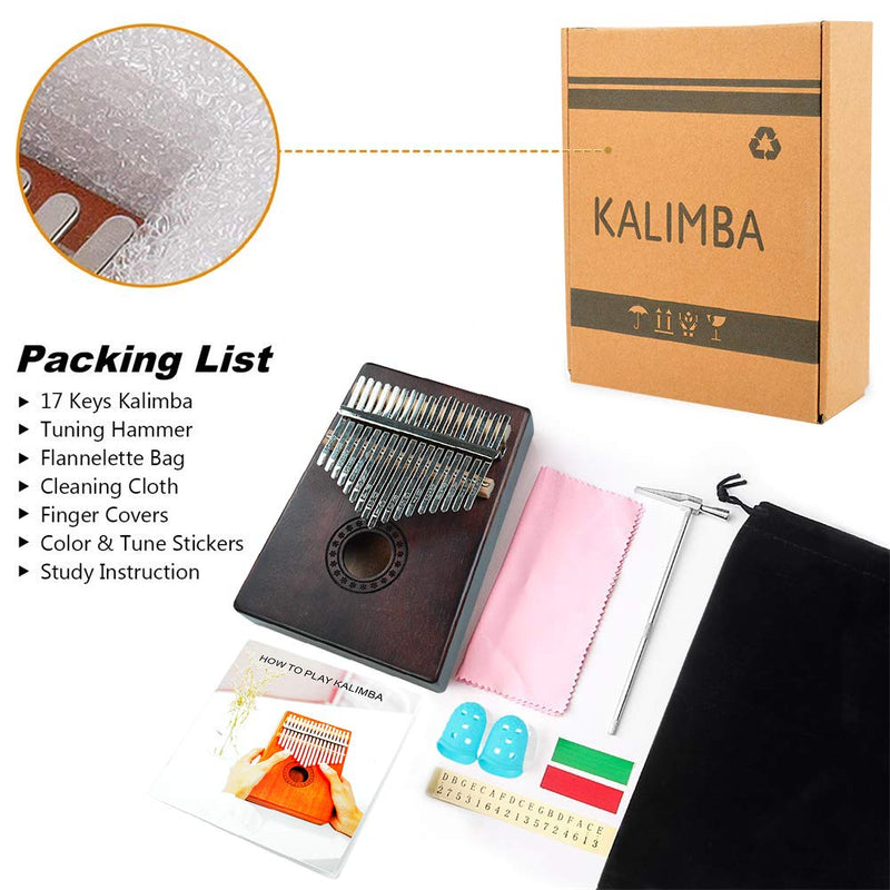 L'VOW Kalimba Thumb Piano 17 Keys Portable Finger Piano African Mbira Gift for Kids Adult Beginners Professional(Coffee) Coffee