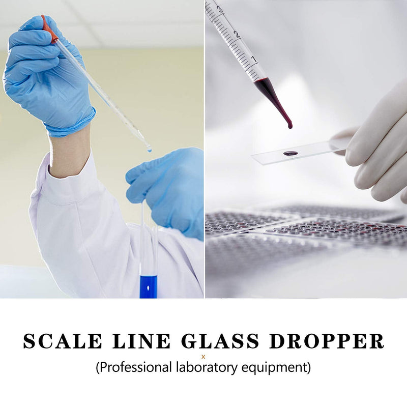 6 Pieces Glass Pipettes Graduated Dropper 0.5ml 1ml 2ml 3ml 5ml 10ml Long Glass Pipette Dropper with 6 Rubber Caps for Transfer Liquid Essential Oil 6 Pieces