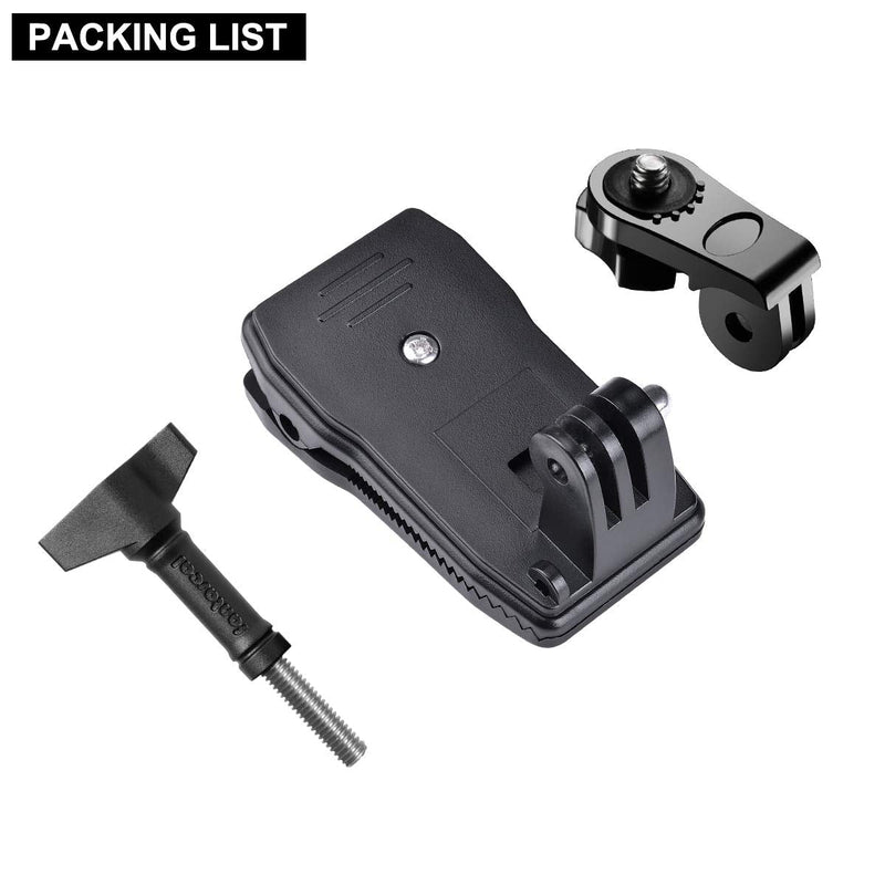3in1 Powerful Anti-Slide 360° Rotary Action Cam Sports Camera Backpack Shoulder Strap Clip Mount Kit Quick Release Clamp Holder for GoPro DJI OSMO Insta361 Akaso Travel Outdoor Vlogging Accessories