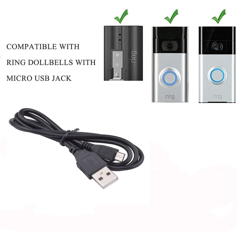 Replacement Power Charging Cord for Ring Doorbell & Camera Battery