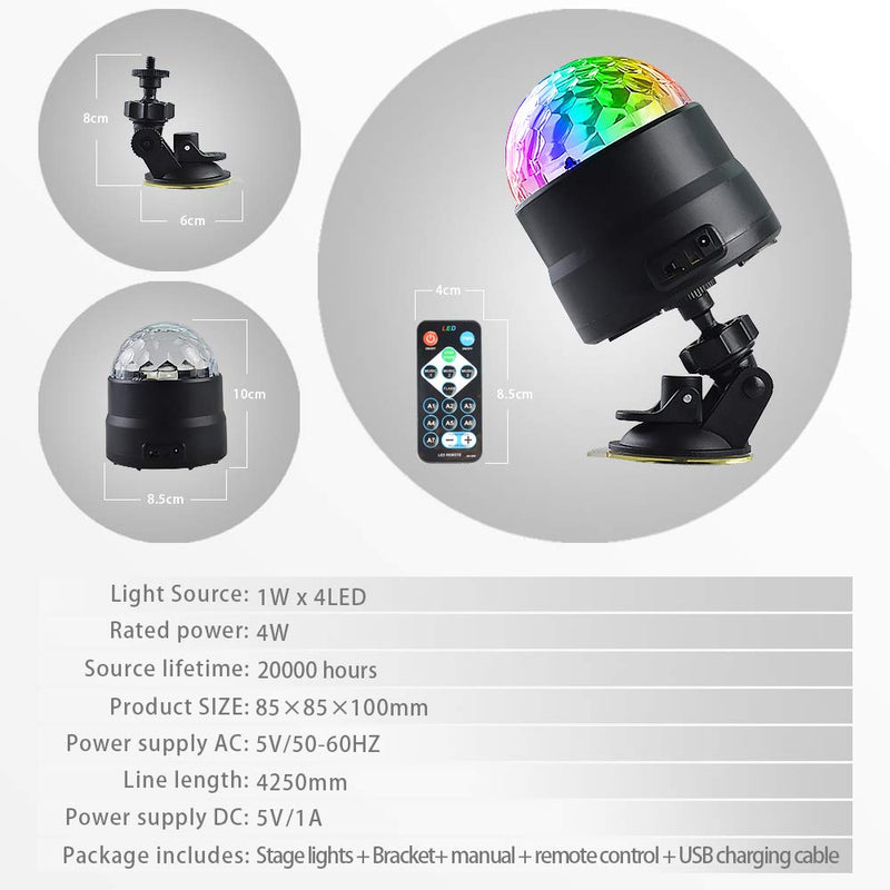 Upgrade Full Colours Disco Ball Light dj Light Show Light RGBW led Mini Party Light Christmas Decoration Light Gift Light Magic Light Sound Activated Automatic Strobe Lights with Remote