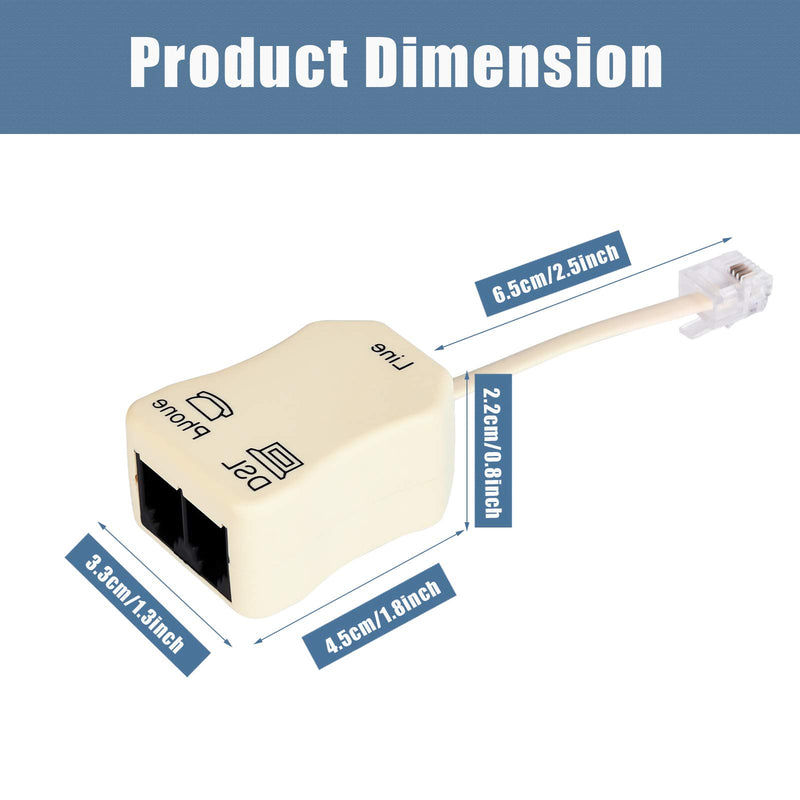 Phone Jack Splitter, In-line DSL Splitter Filter for Phone Line (1 Pcs)