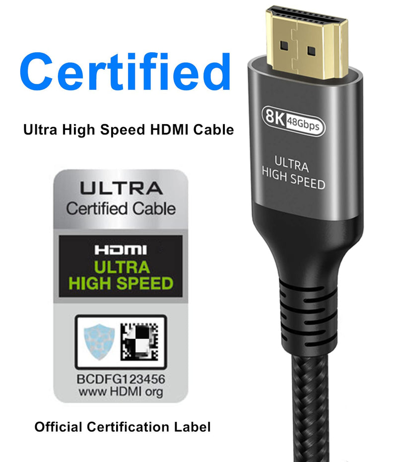 10k 8k 4k HDMI 2.1 Cable 10FT, Certified 48Gbps 1ms Ultra High Speed HDMI Cable 4k 120Hz 144Hz 10k 8k 60Hz 4:4:4 12bit eARC ARC DTS:X Dolby Atmos HDR10 Compatible for Samsung Sony LG Mac PS5 Xbox 10feet/3m
