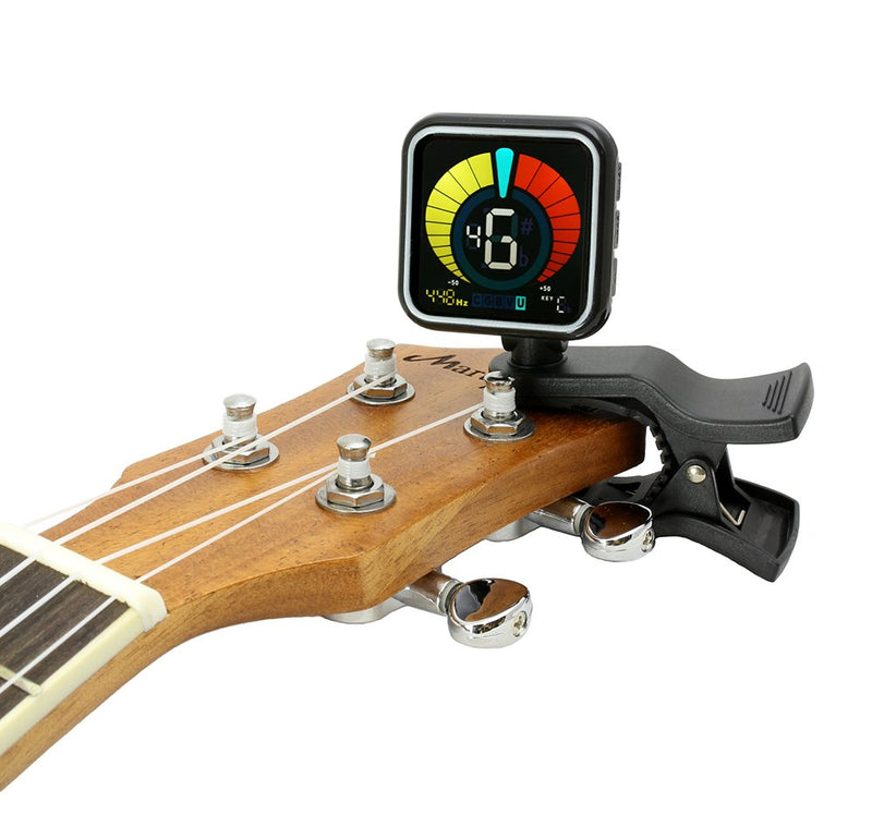 RockJam WeTune - A Clip-On Tuner for all instruments - Guitar, Bass, Ukulele, Violin & Chromatic Tuning Modes Black